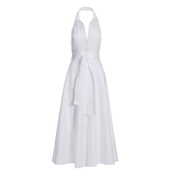 Boston Proper Maxi Length Belted Poplin Shirt Dress white size 4 NWT - Picture 3 of 14